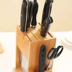 Support de bloc de couteaux en bambou pour la cuisine, support de coupe multifonctionnel, support de rangement de couteaux multifonctionnel pour fournitures de cuisine