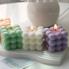 Bougie parfumée en forme de Cube à bulles, 1 pièce, faite à la main, pour aromathérapie, cire de soja, décoration de la maison, bougies pour fête d'anniversaire et de mariage