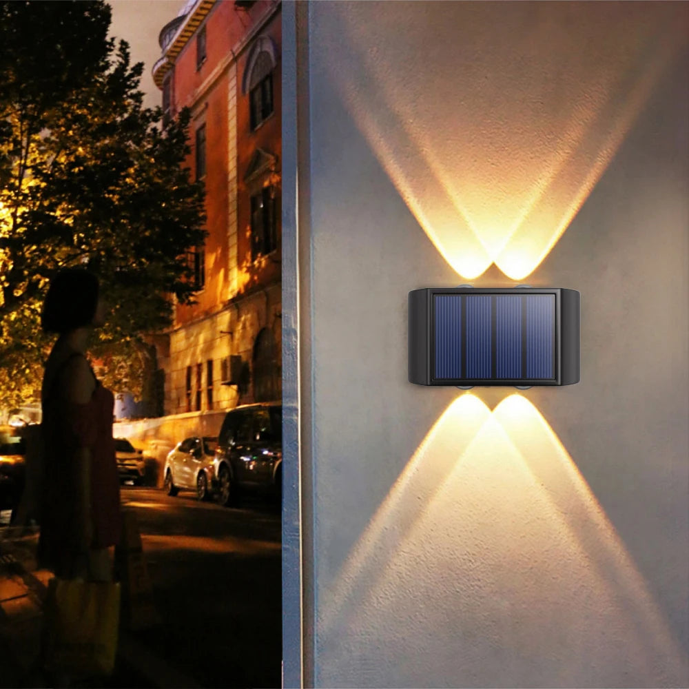 Applique Murale Solaire d'Extérieur, Lumière Chaude, Étanche, Haut et Bas, Éclairage de délégations, Cour, Décoration de Jardin, 4LED, 6LED, 8LED