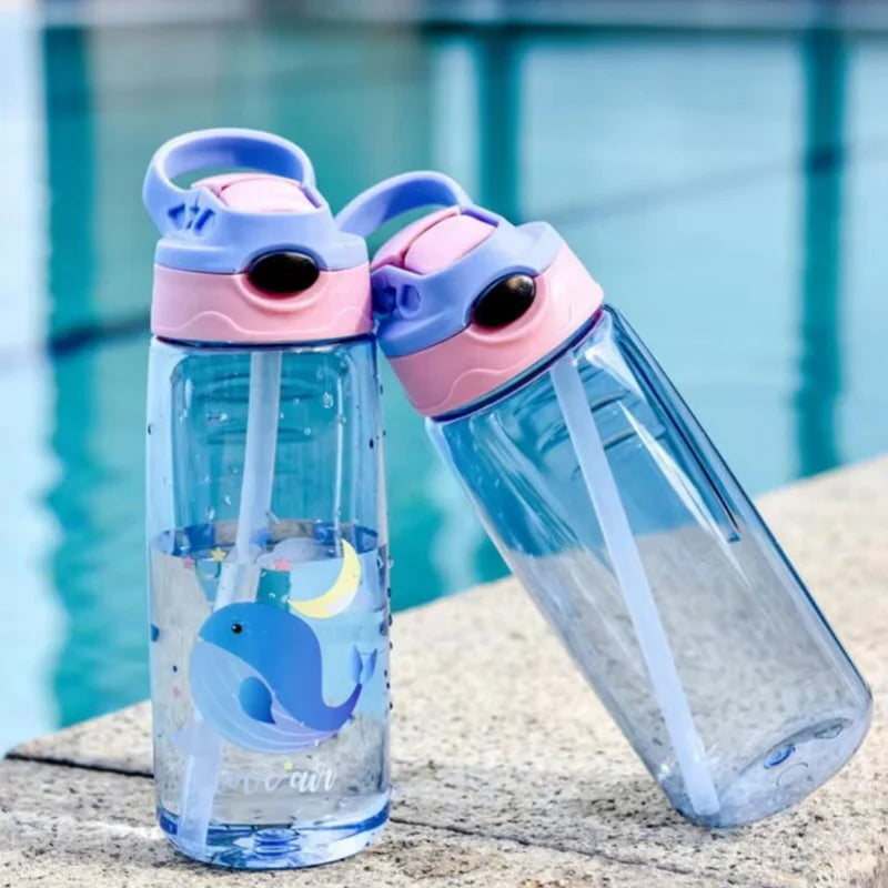 Bouteille d'eau pour enfants de 500ml avec paille sans BPA, tasse d'école saine pour boire des enfants