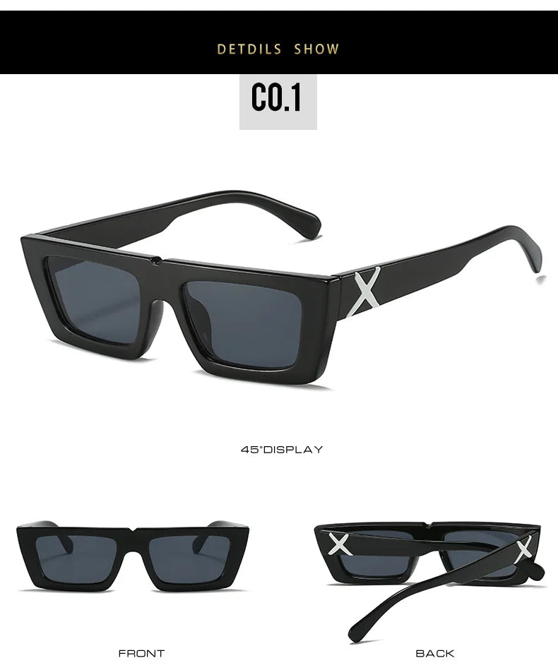 Lunettes de soleil à spoage X, petit cadre carré, temples personnalisés, accessoires streetwear quotidiens pour femmes, protection UV pour hommes, conduite