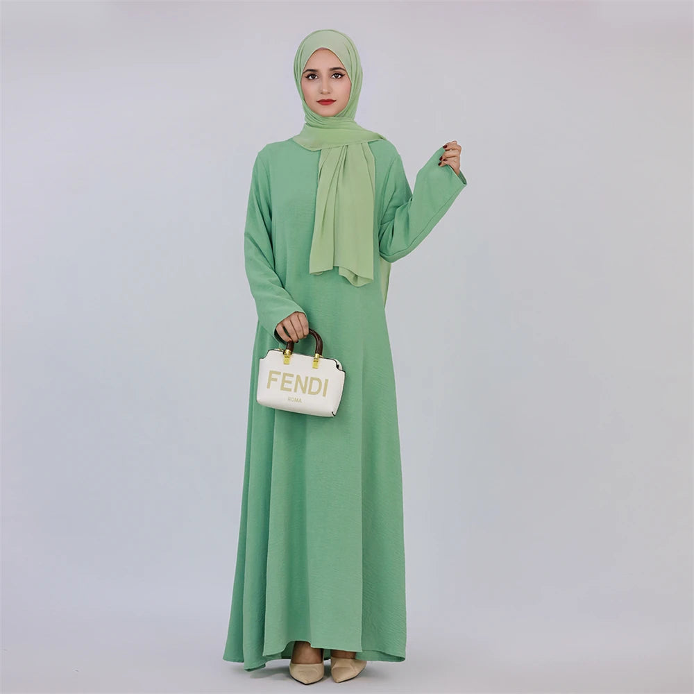 Noir blanc rose solide dubaï modeste sous Robe Abaya Islam caftan musulman avec poches robes pour femmes Robe Femme Musulmane