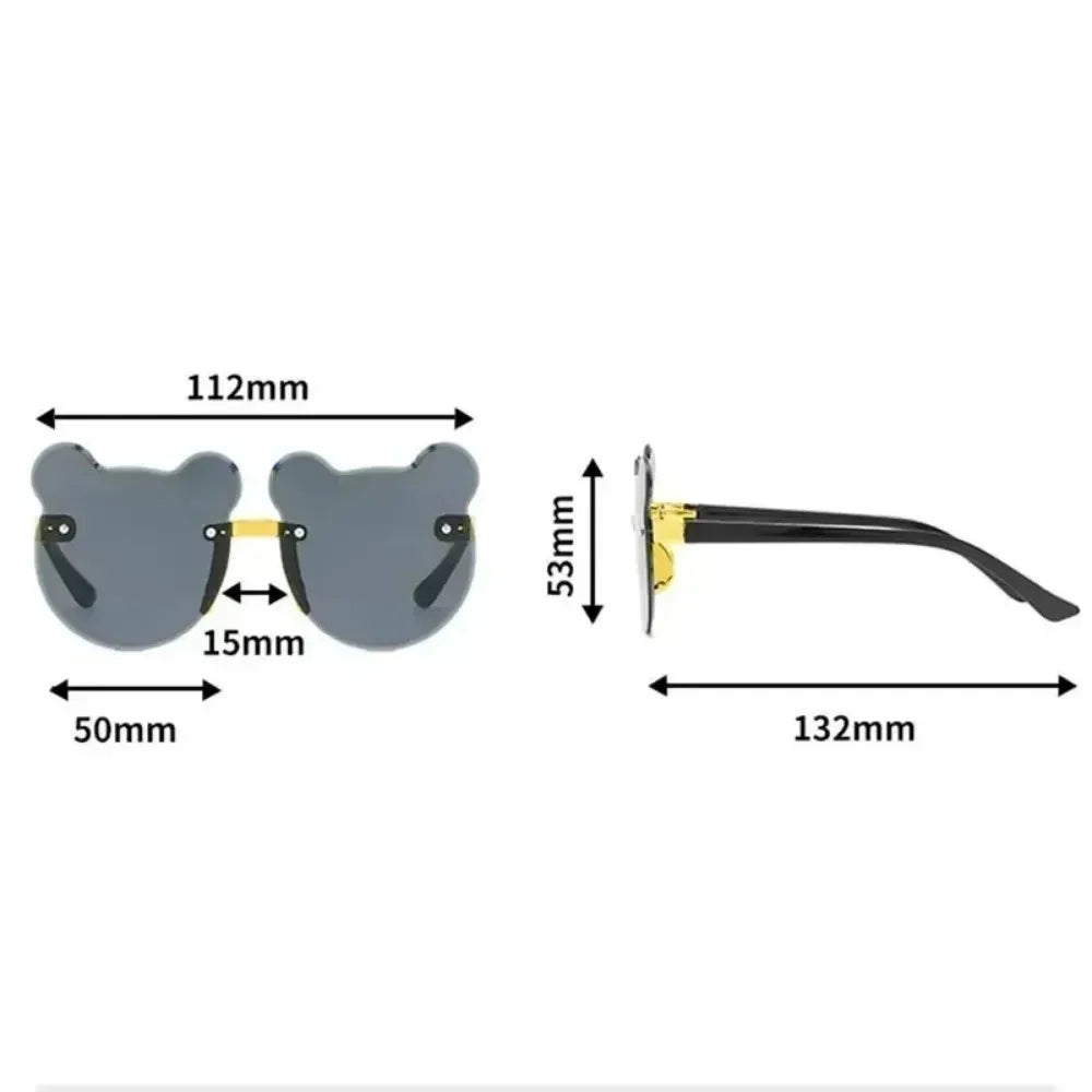 Lunettes de soleil pour enfants, ours de dessin animé mignon, pour garçons et filles, sans monture, UV400, pour voyage en plein air, ski