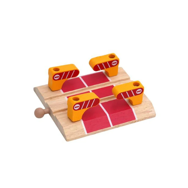 Jouets pour tout-petits, Train en bois, accessoires de voie ferrée, Barricade, scène de piste de plate-forme, jouets Puzzle pour garçons et filles