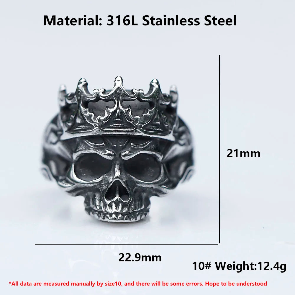 Bagues en acier inoxydable 316L pour hommes, Vintage, Halloween, gothique, crâne de Calvarium, punk, bijoux à la mode, livraison gratuite, nouvelle collection 2022