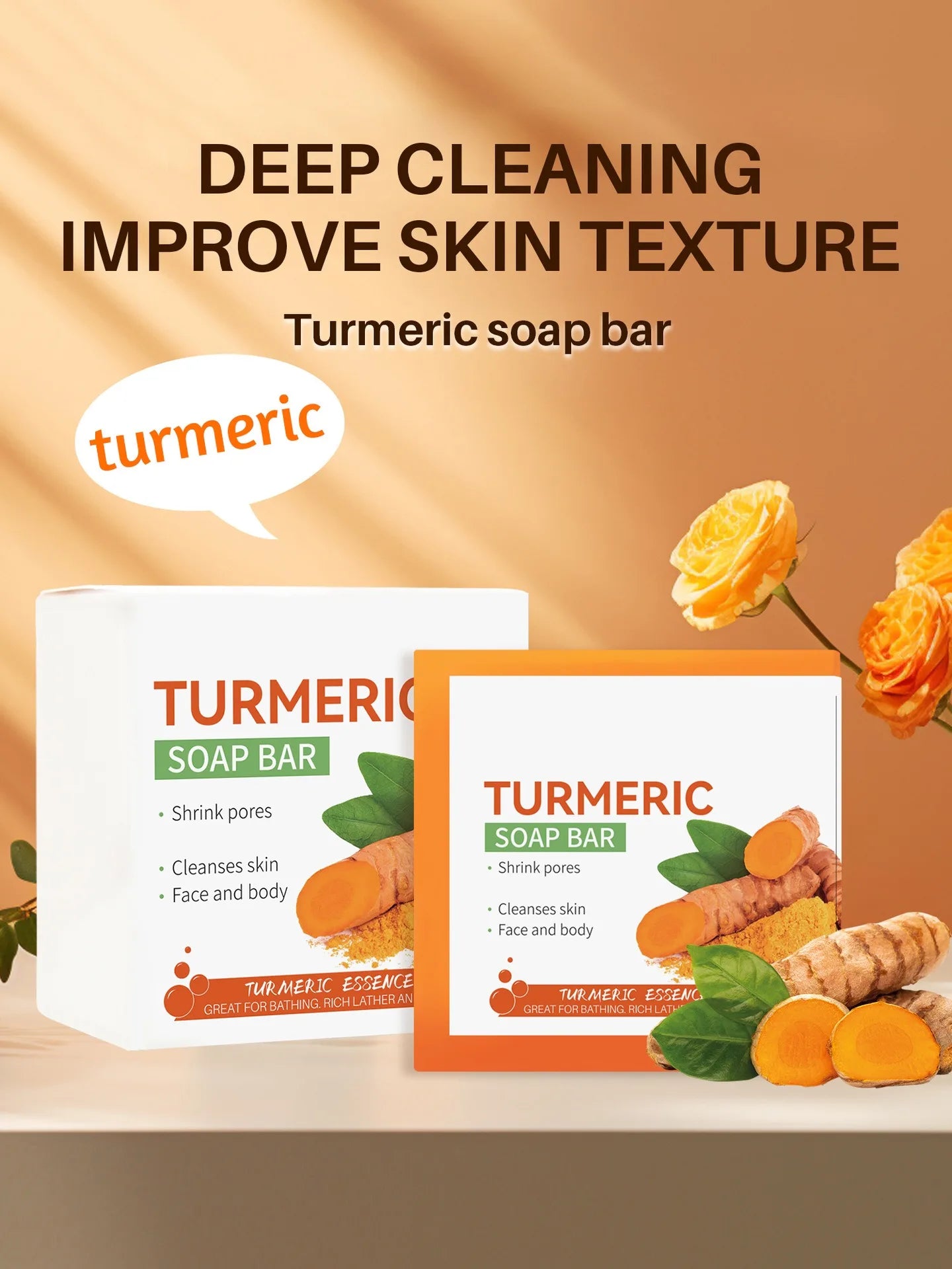 Savon au curcuma fait à la main, nettoyage du corps, éclaircissant, aisselles foncées, jambes, nettoyant pour le visage, soins pour la peau tendre, beauté