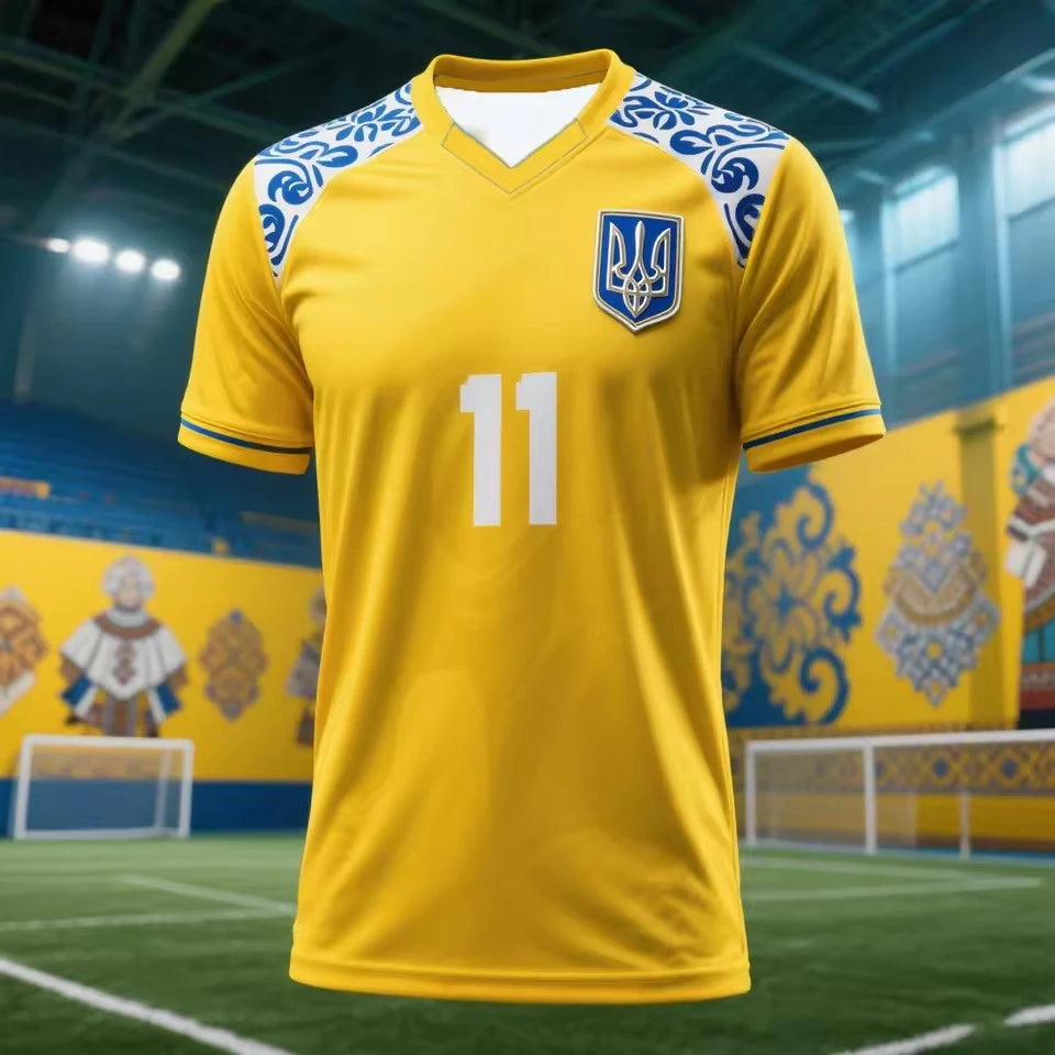 Maillot de Football ukrainien t-shirts adultes et enfants nouvelle tendance de la mode uniformes de Football imprimés numériques été hommes t-shirts de sport ukrainien