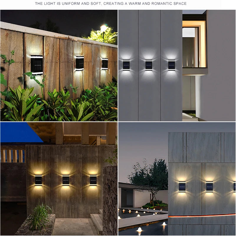 Lampe murale solaire extérieure étanche à énergie solaire éclairage haut/bas pour jardin cour décoration extérieure de la maison IP65 lumière de chemin solaire