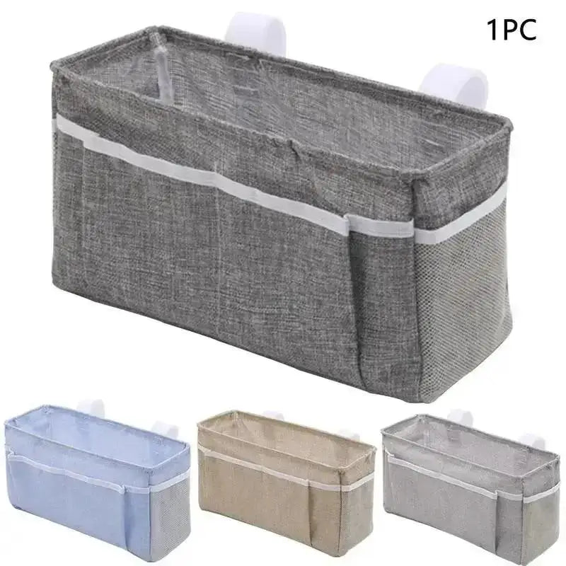 Organisateur de rangement de chevet en lin pour voiture, sac suspendu pour articles divers, poches Multifu pour lits superposés, pochette latérale, organisateur de maquillage