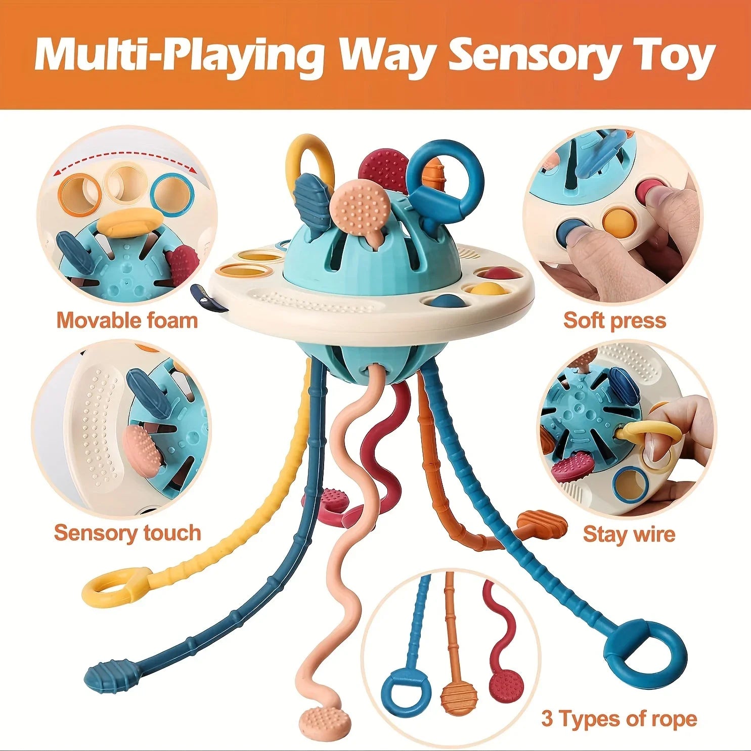 Jouets sensoriels Montessori pour tout-petits de 6 à 18 mois, jouet d'activité UFO en Silicone de qualité alimentaire, jouets de voyage Fidget