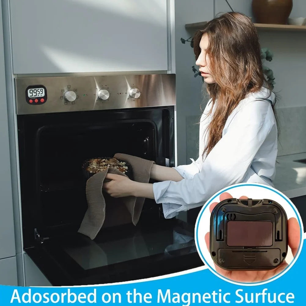 Minuterie de cuisine avec grand écran LCD, minuterie visuelle numérique, horloge magnétique, chronomètre, compte à rebours, cuisine
