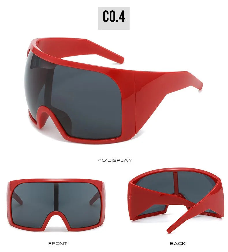 Lunettes de soleil surdimensionnées Punk Shield pour femmes et hommes, grande monture, marque de luxe, masque Steampunk, lunettes de sport pour dames, UV400, 2025