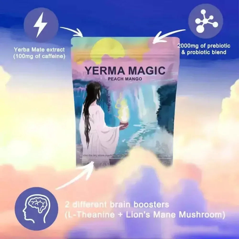 YERMA MAGIC Poudre de Yerba Mate instantanée - Soutient l'énergie et la santé intestinale