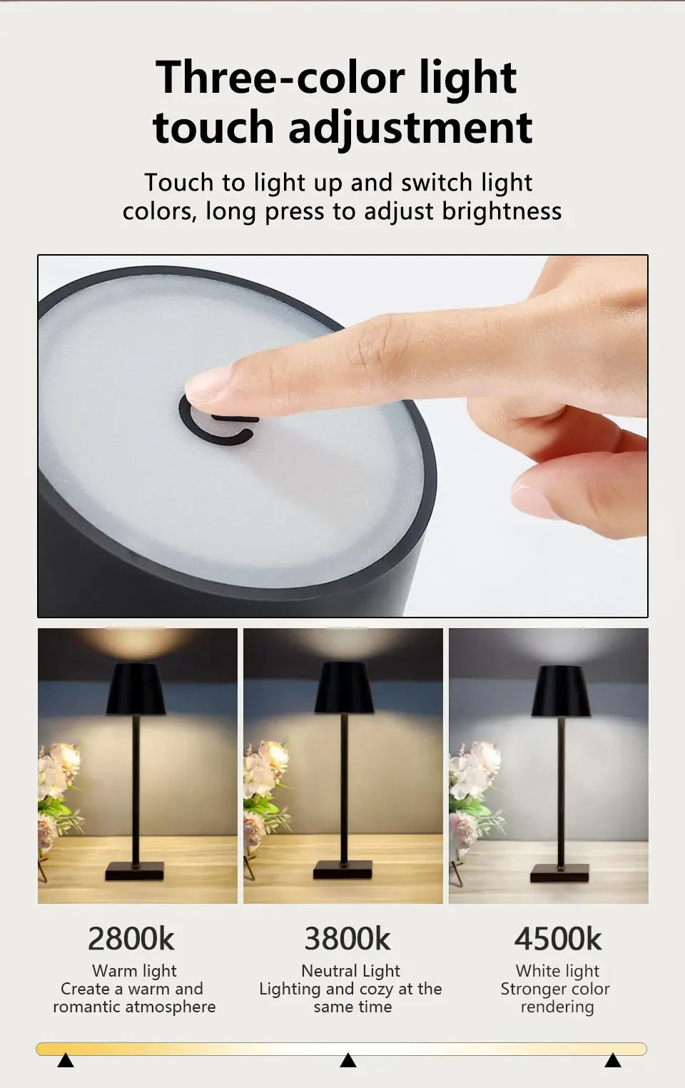 LED lampe de bureau Usb lampe de Table Rechargeable sans fil tactile 3 couleurs bureau veilleuse Bar Restaurant créatif lumière ambiante décor