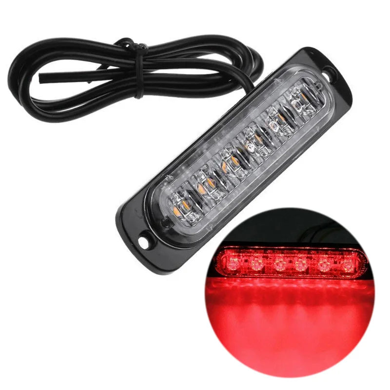 6LED voiture LED lampe de travail DC 12-24V 18W rouge voiture camion sécurité urgente toujours lumineux lampe de travail antibrouillard accessoires de voiture
