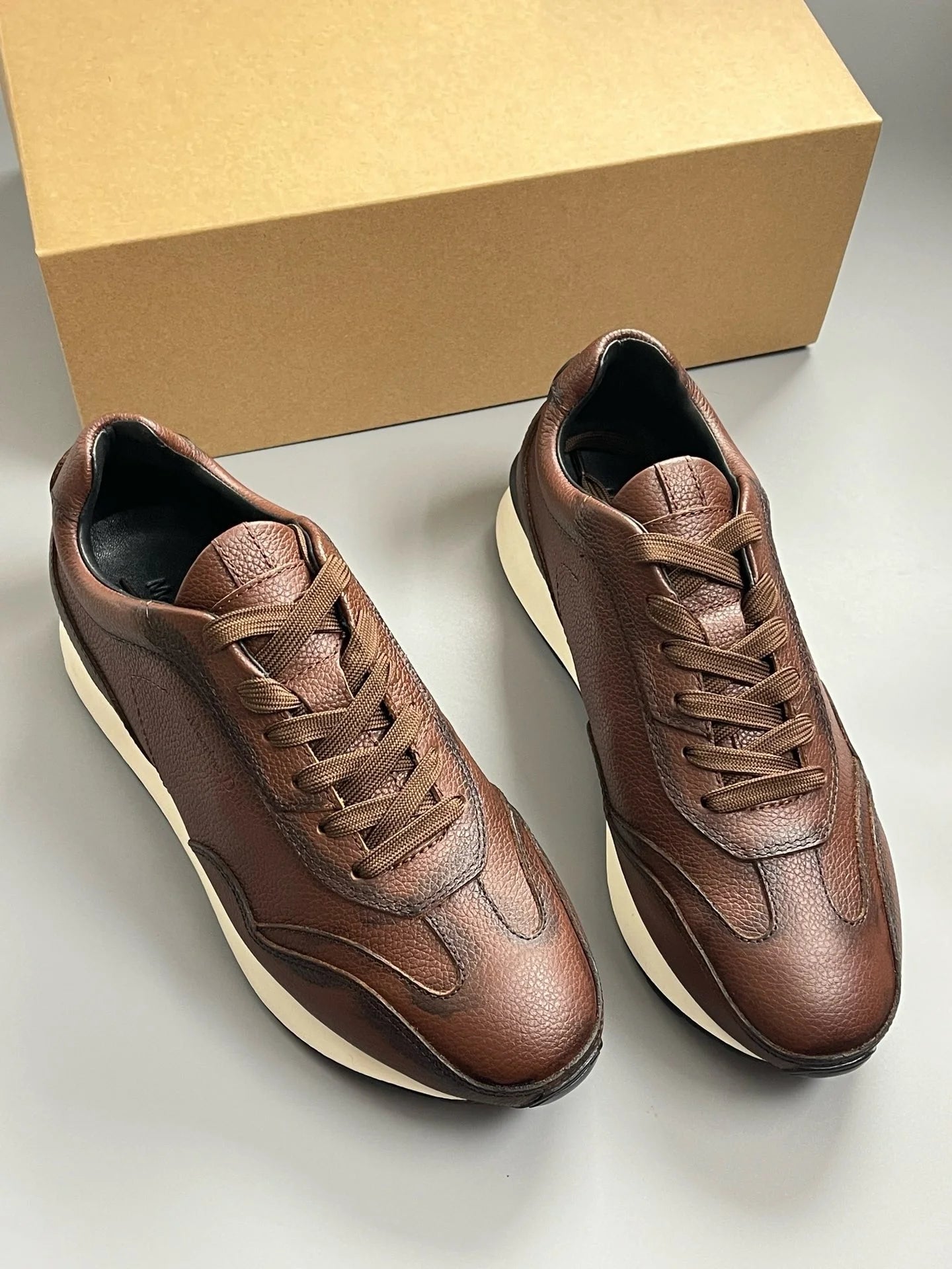 Baskets rétro en cuir véritable pour hommes, à lacets, chaussures de sport à l'offre elles optiques, confortables, polyvalentes, bonnes chaussures décontractées CommPiedmont, mode