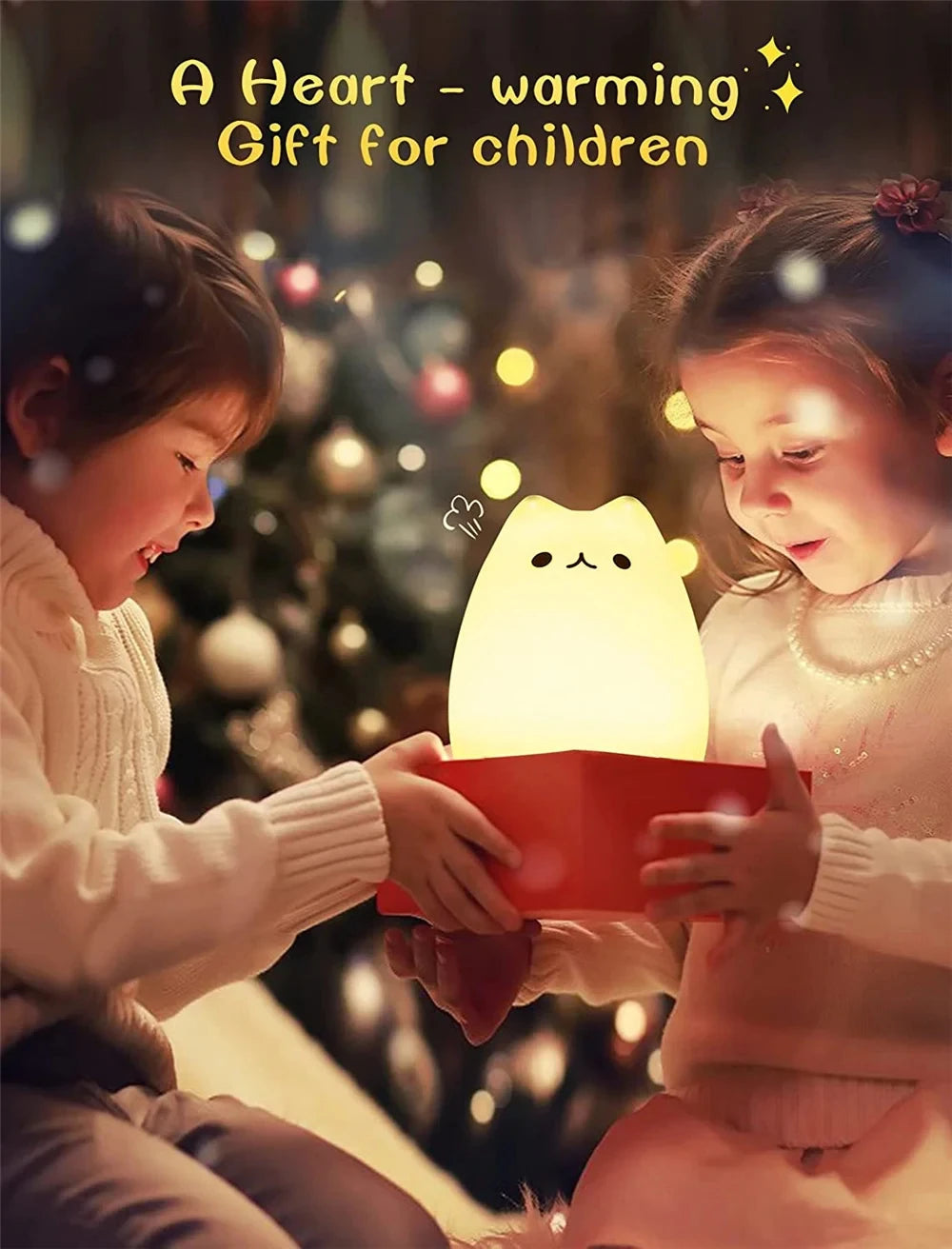 Veilleuse chat pour enfants lampe de nuit mignonne pour pépinière Squishy Silicone chat tactile lumières Portable cadeau pour enfants bébé enfants