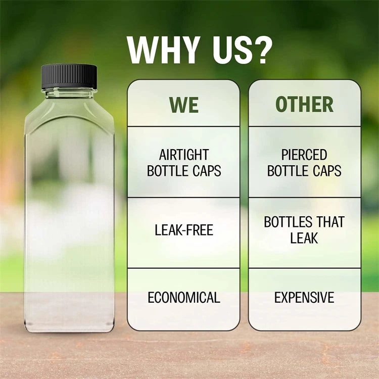 Bouteilles de jus de 500ML avec bouchons, bouteilles vides transparentes réutilisables avec entonnoir à brosse et étiquettes pour smoothies et autres boissons YY177