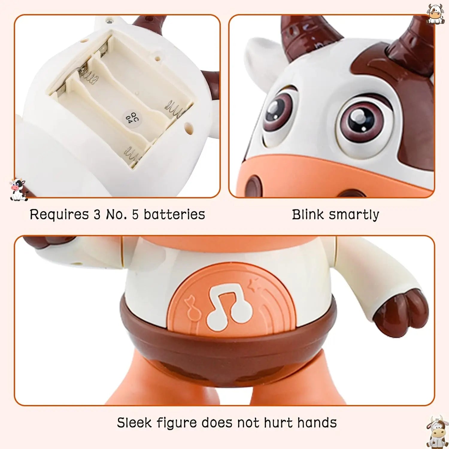 Jouet de vache dansante pour bébé, vache en peluche à musique électrique avec chansons et mouvements amusants, jouets interactifs pour bébé, mignon G de noël pour tout-petits