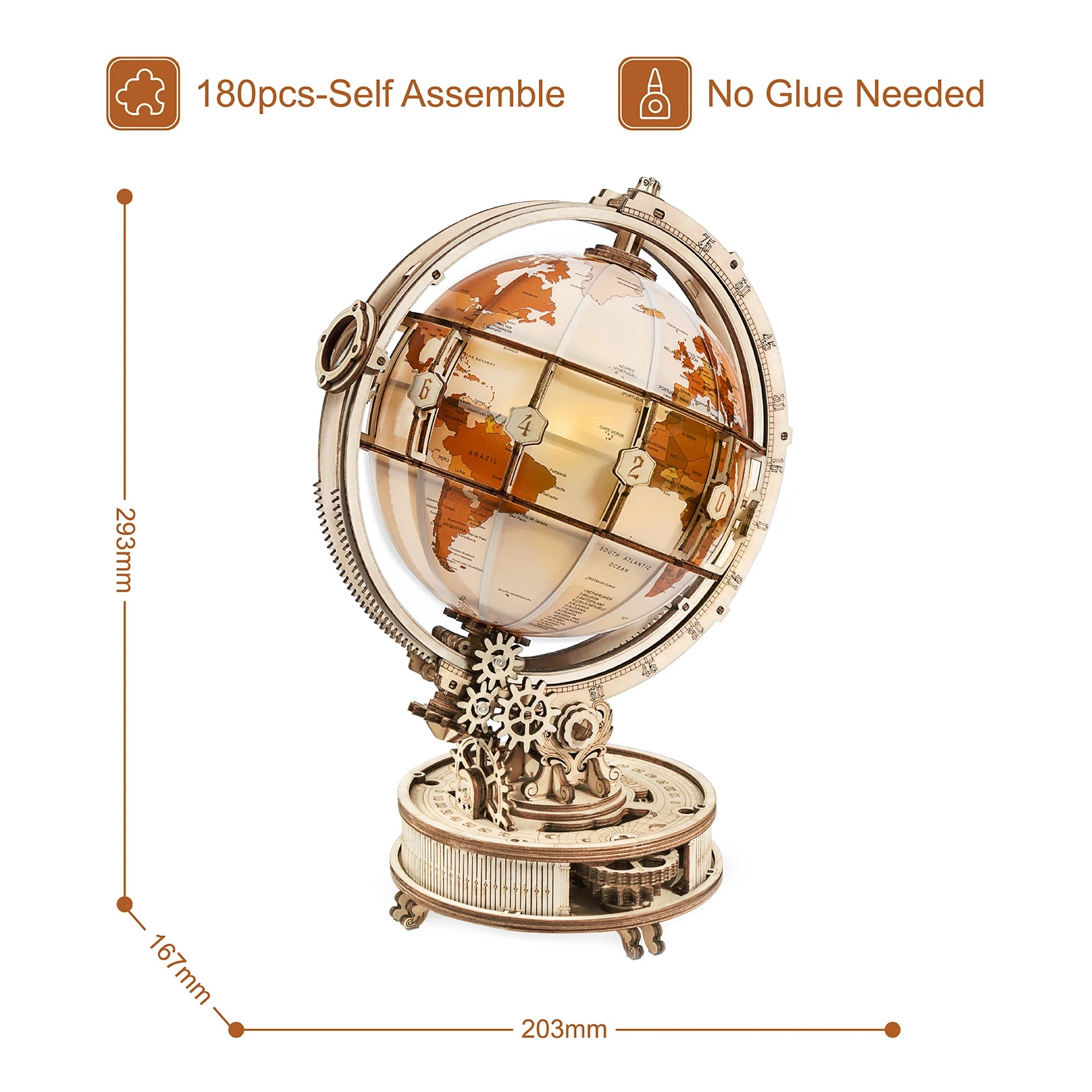 Lampe Globe en bois, jeux de Puzzle 3D, cadeau d'anniversaire pour enfants et adultes, blocs de construction de décoration de maison 3D