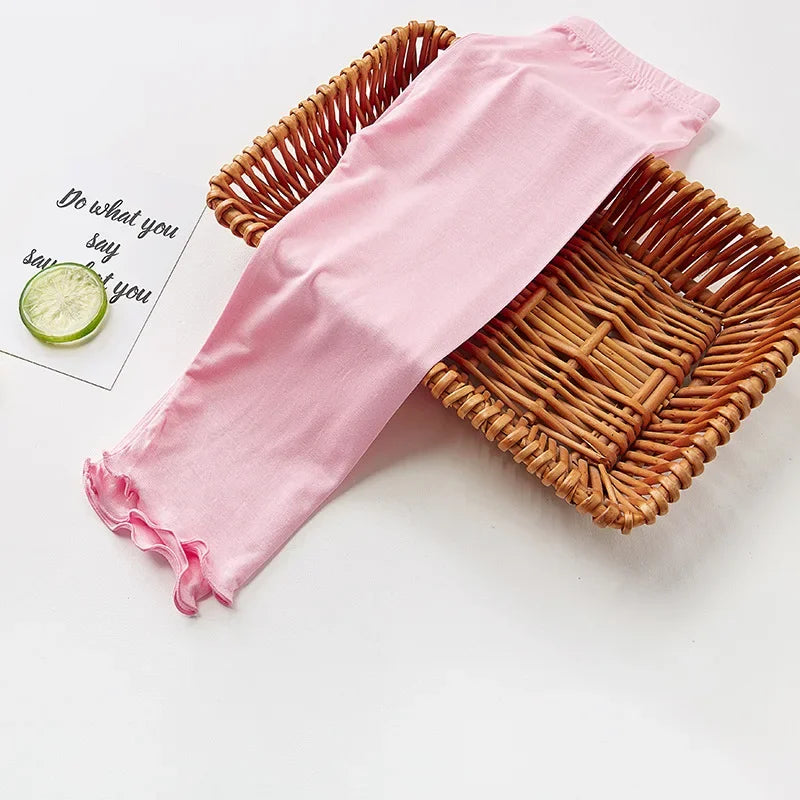 Leggings d'été à volants en coton modal pour fille de 2 à 12 ans, vêtements pour enfants, pantalons courts, nouvelle collection
