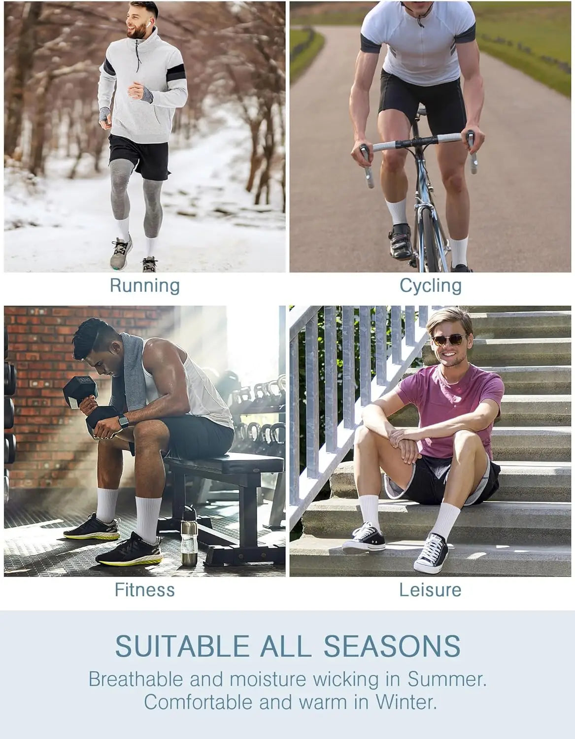 8 pièces chaussettes de sport amorti respirant chaussettes de course haute performance et durables chaussettes de sport de plein air pour hommes et femmes