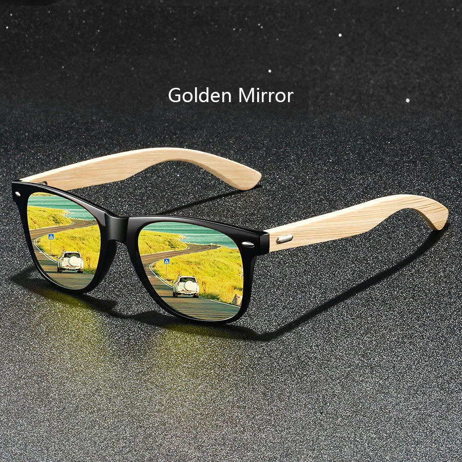 4 pièces mode carré unisexe bambou bois Vintage lunettes de soleil pour hommes femmes conduite pêche marque concepteur lunettes de soleil homme UV400