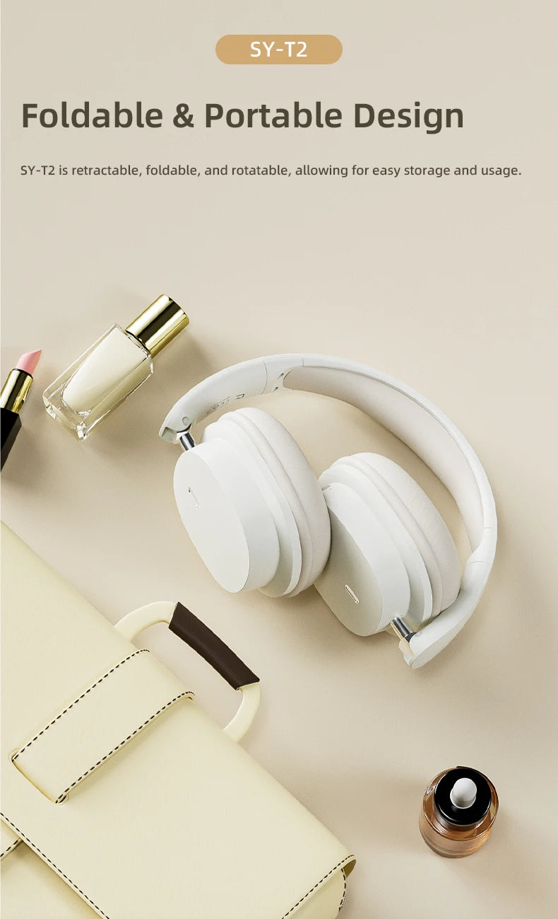 Casque sans fil Bluetooth 5.3 à la mode, casque stéréo HIFI portable supra-auriculaire, casque d'affaires, écouteurs de jeu à faible latence, prise en charge de la connexion 3,5 mm et de la lecture de cartes TF
