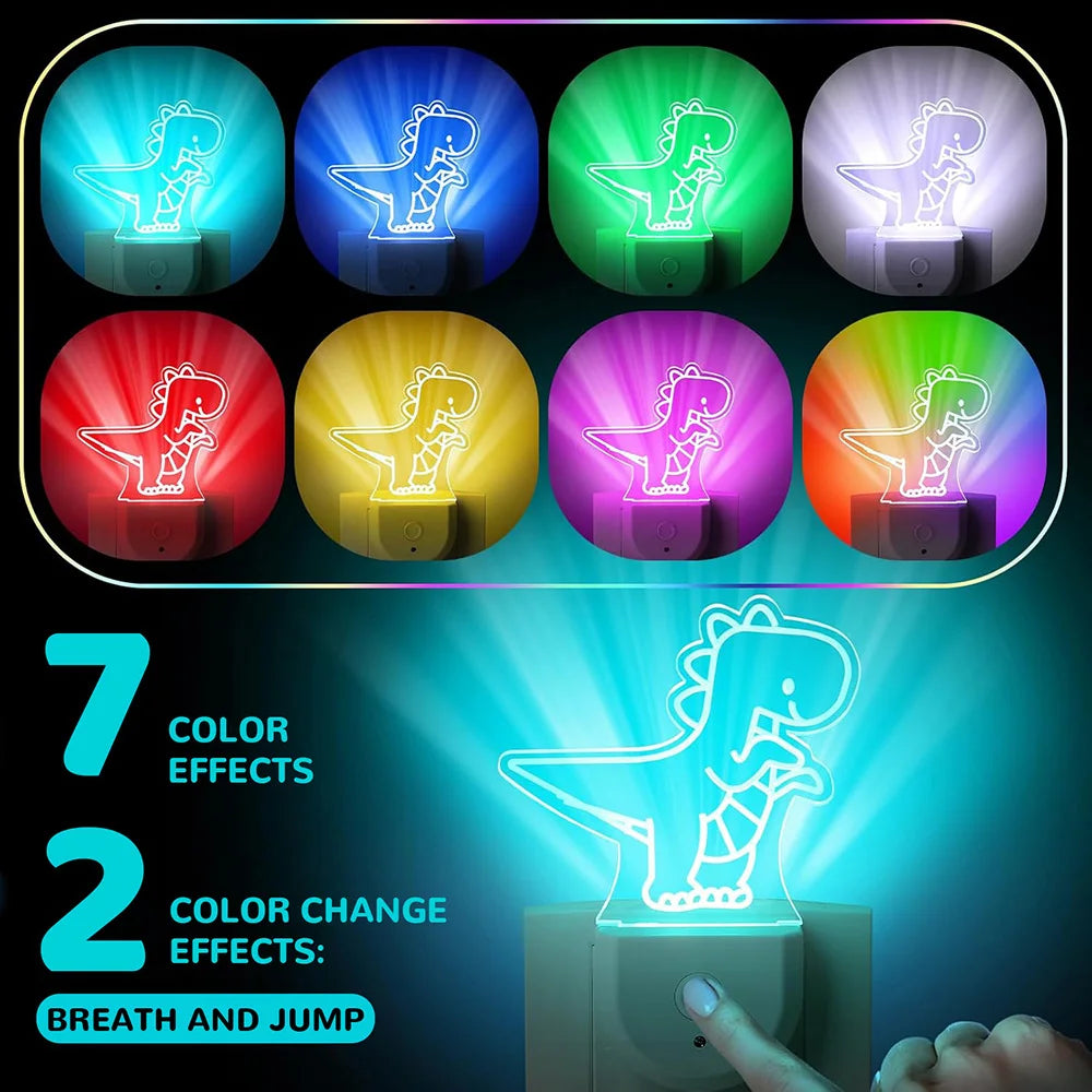 Veilleuses à brancher dans le mur, veilleuse à couleur changeante pour enfants, veilleuse LED RGB avec capteur du crépuscule à l'aube pour chambre d'enfants