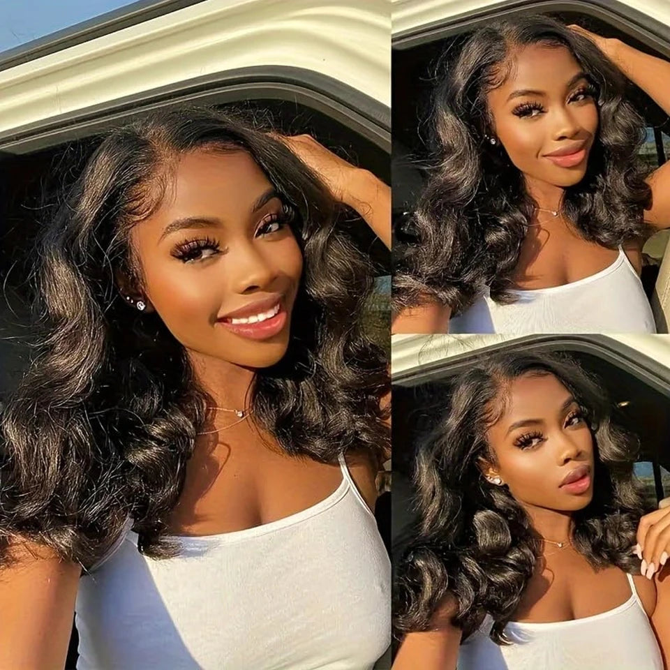 250% perruque de cheveux humains brésiliens vague lâche courte Bob perruque vague de corps 13X4 HD dentelle frontale perruque perruques de cheveux humains pour les femmes noires
