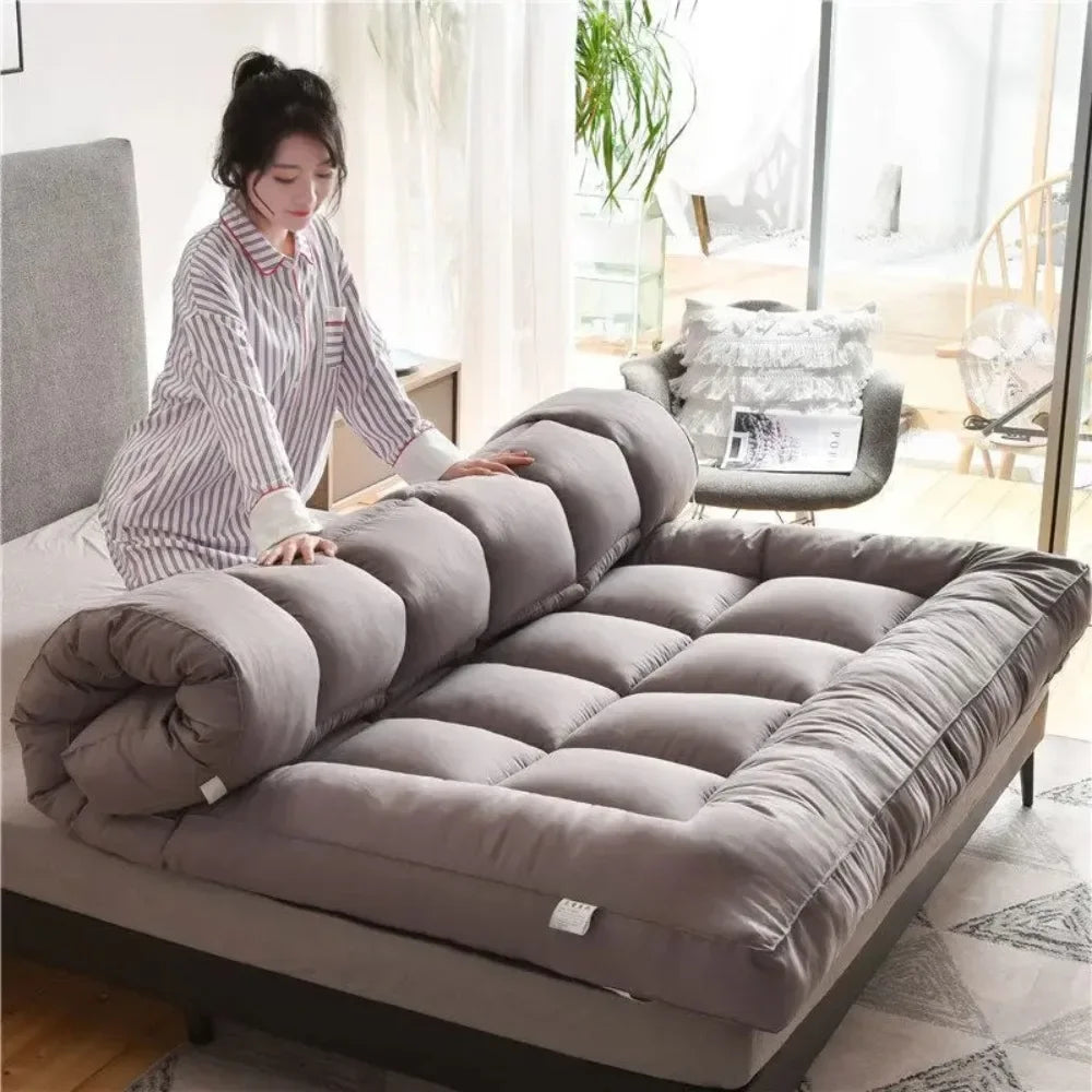 Matelas de lit pliable et doux pour dortoir d'étudiants, Tatami au sol enroulable, pour adulte, respectueux de la peau, respirant, épais