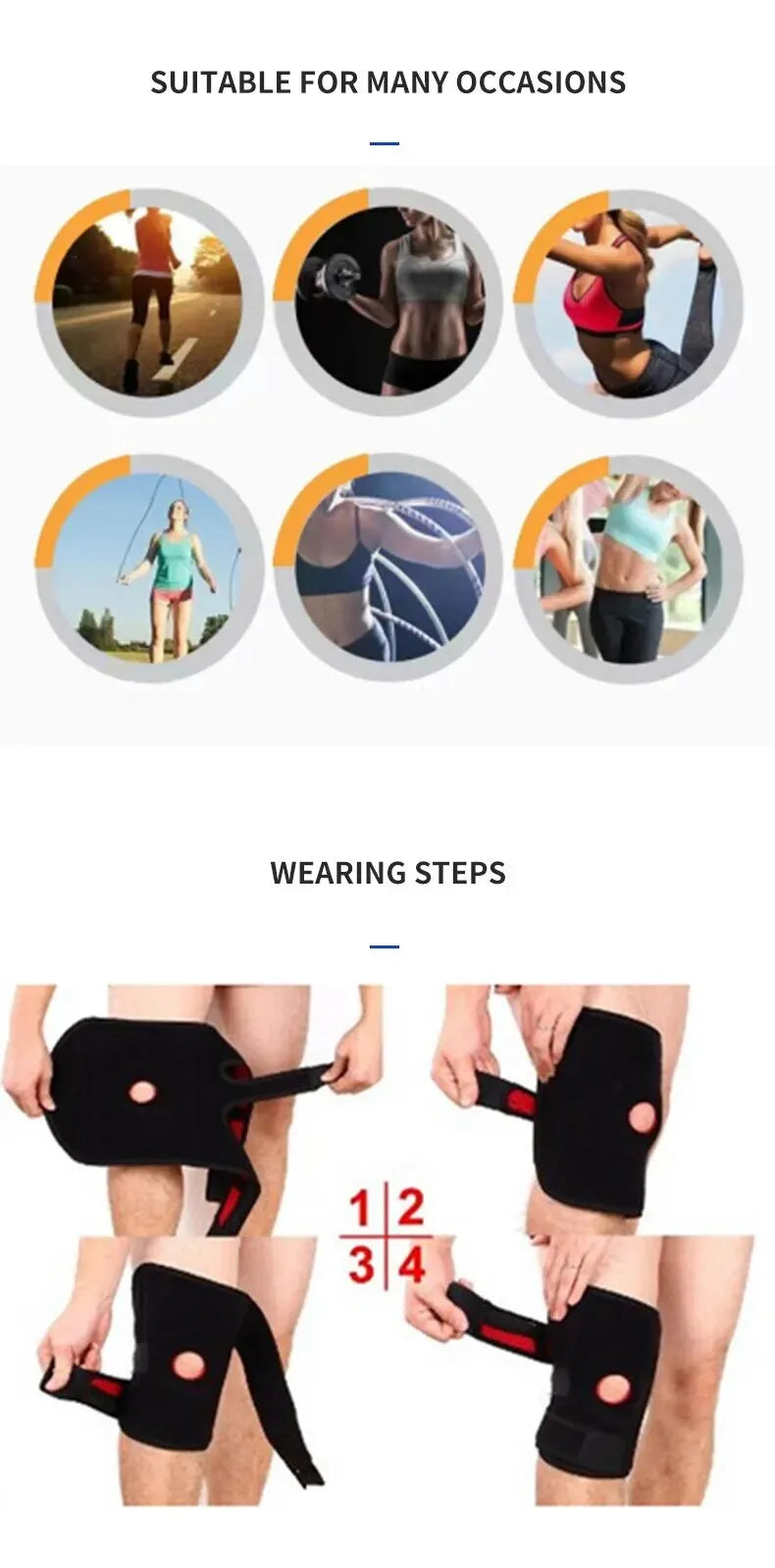 Knee brace with lateral stabilizers, adjustable and breathable, suitable for sports training and knee pain