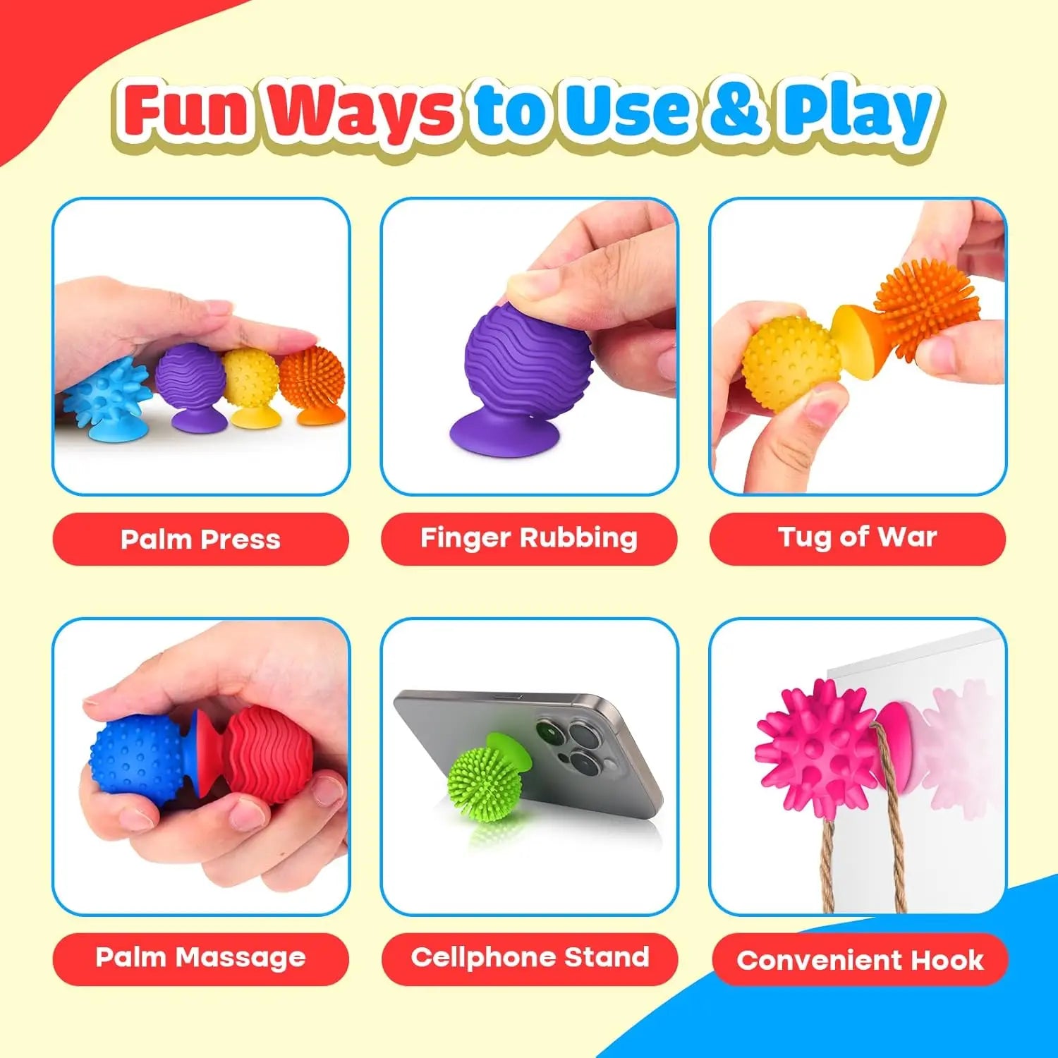 Ensemble de 8 jouets sensoriels souples en Silicone, avec ventouses texturées, jouets anti-Stress, cadeau d'activités