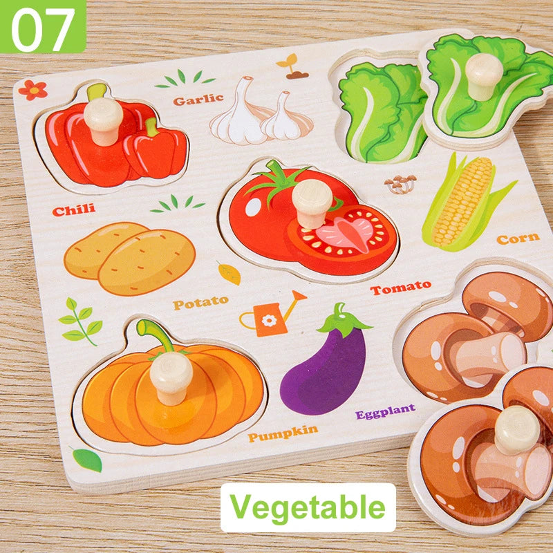 Jouets Montessori pour bébé, Puzzle 3d en bois, dessin animé, Intelligence animale, jouets éducatifs d'apprentissage précoce pour enfants