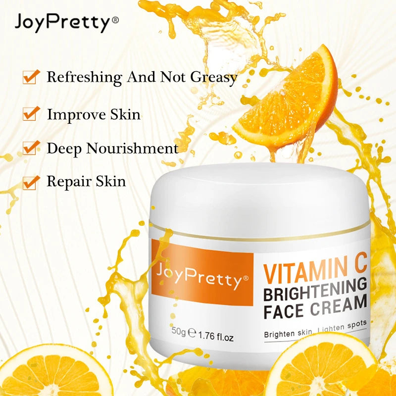 Crème éclaircissante pour le visage à la vitamine C, hydratante, émolliente, élimination des taches foncées, raffermissante, Anti-vieillissement, réparation, soins pour la peau