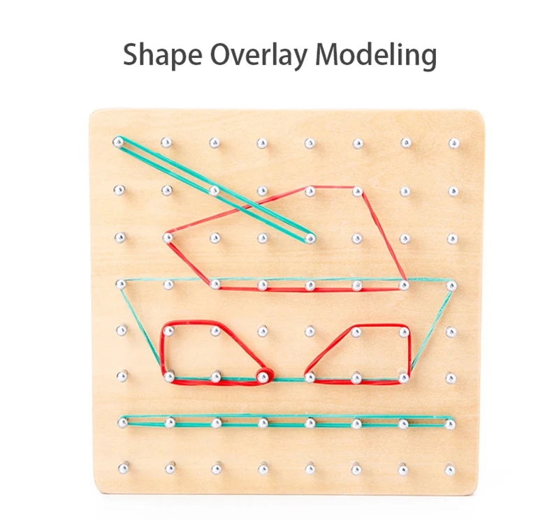 Ensemble de jouets mathématiques en bois pour enfants, bande de caoutchouc de forme géométrique, jeu de planche à air, jouet éducatif créatif Montessori, cadeau de noël fin