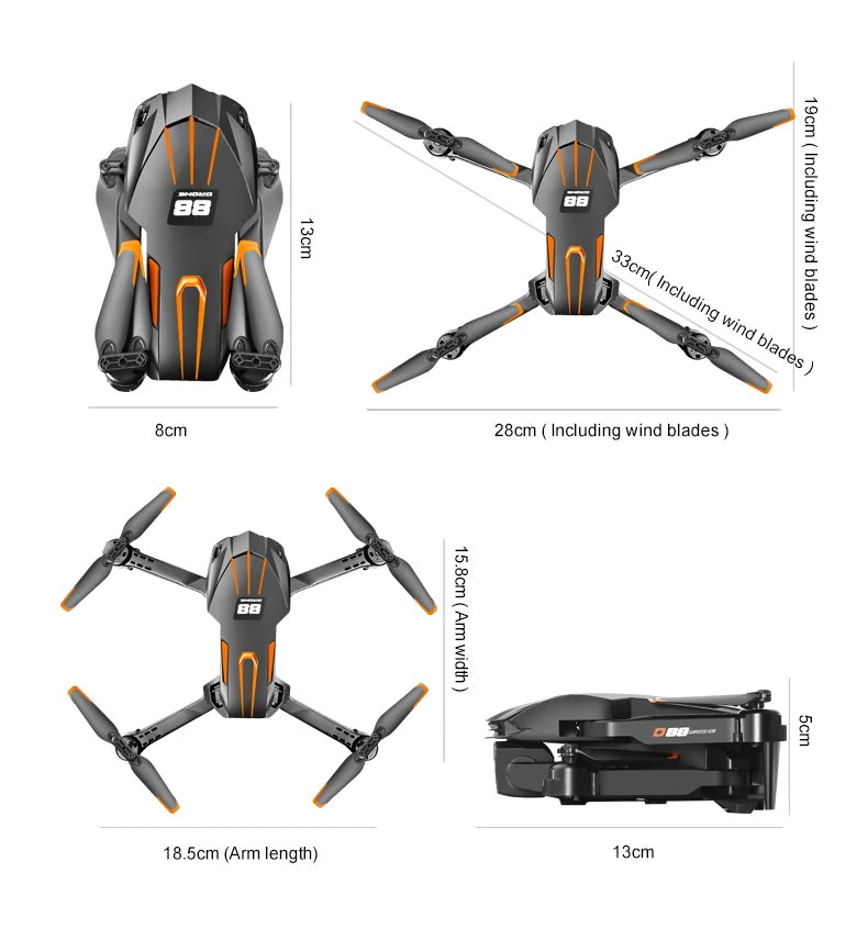 Xiaomi D88 Drone HD 8K double caméra photographie aérienne professionnelle flux optique vol stationnaire geste tir pliable quadrirotor ﻿