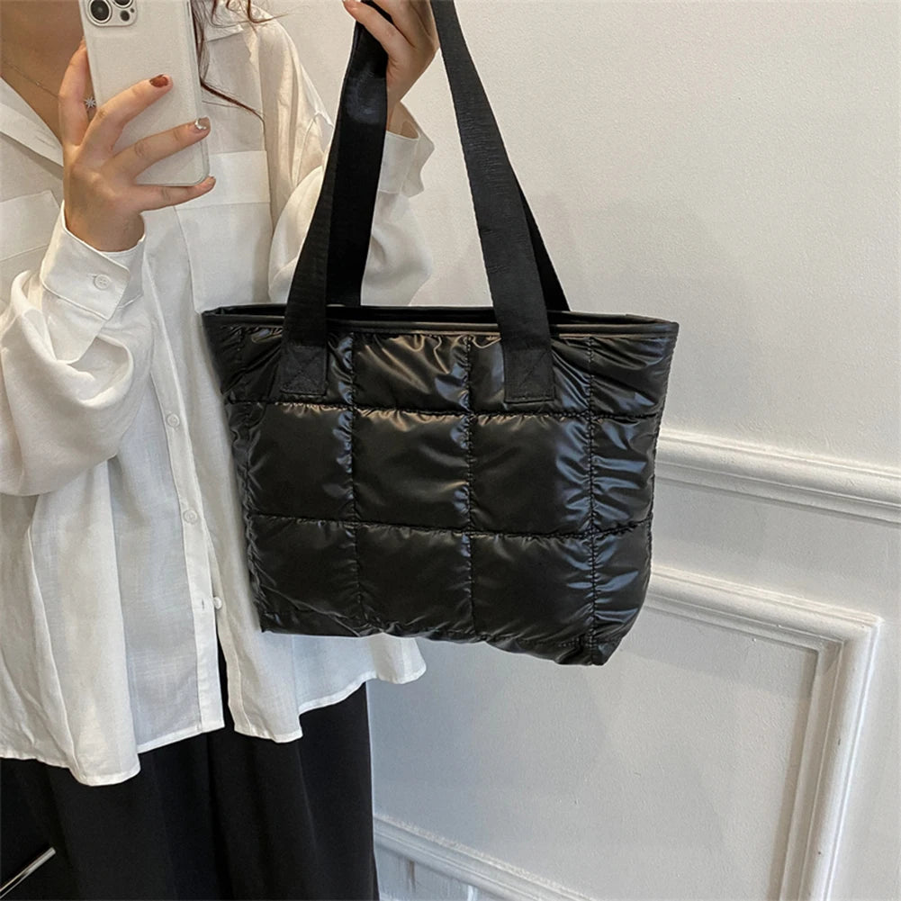 Mode femmes sac fourre-tout grande capacité coton rembourré dames fourre-tout sacs à main losange sac à provisions matelassé solide pour les voyages de loisirs