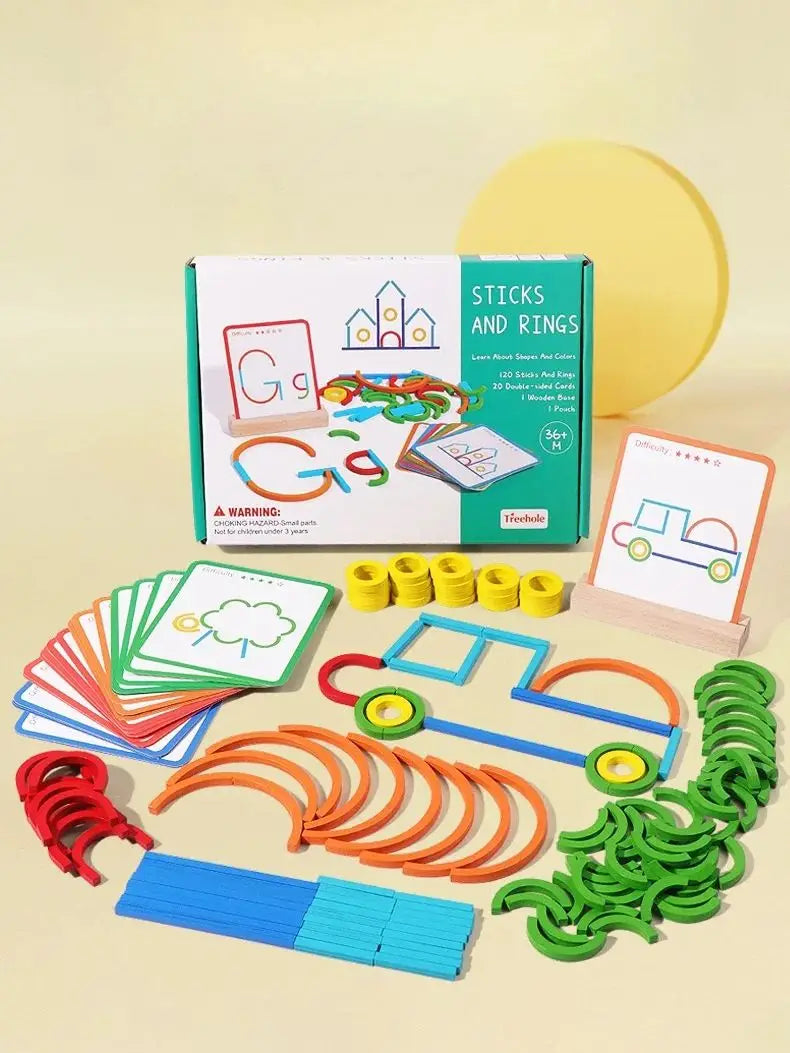 Jouets de puzzle pour l'éducation précoce des enfants, anneaux créatifs en bois, bâtons, puzzles, formation à la pensée logique abstraite, parent-enfant