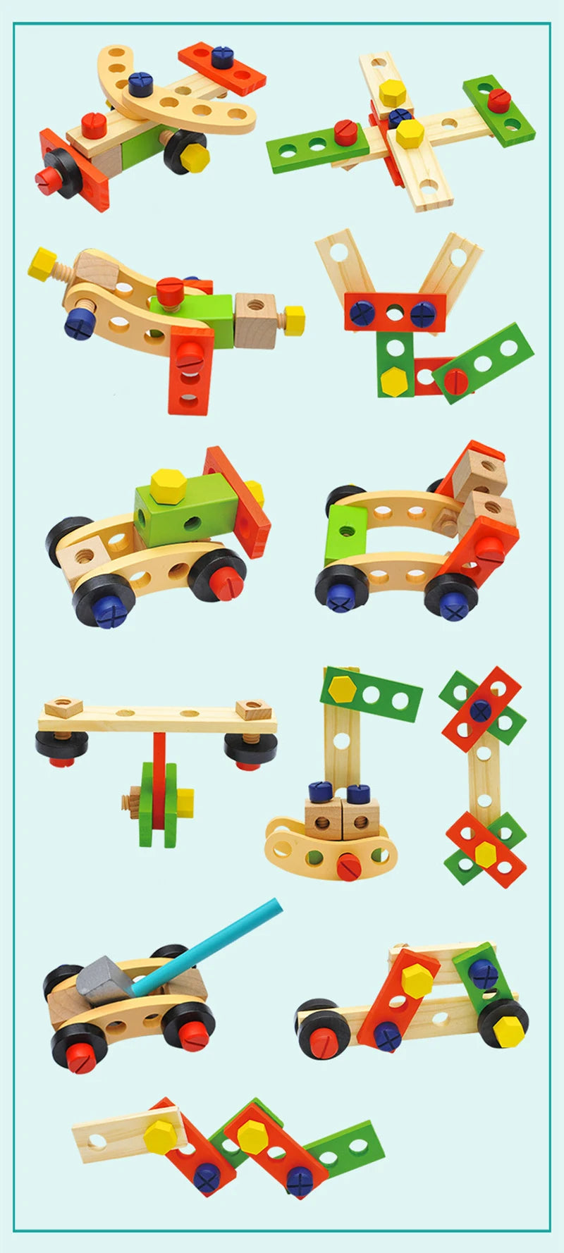 Jouets éducatifs Montessori pour enfants, boîte à outils en plastique et bois, ensemble de jeu de Simulation, assemblage de vis d'écrou, outil de charpentier de Simulation