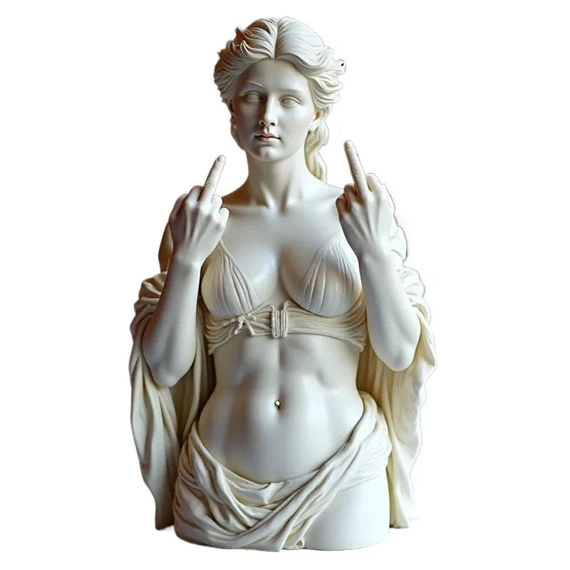 Statue de déesse de Vienne drôle en résine, Sculpture offensive du doigt du milieu, Figurines de bureau Medusa, nouveauté, cadeau artistique, décoration de maison