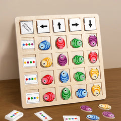 Jouets Montessori en bois pour enfants, entraînement à la pensée logique, Direction, Cognition des couleurs, jeu de société de combat éducatif