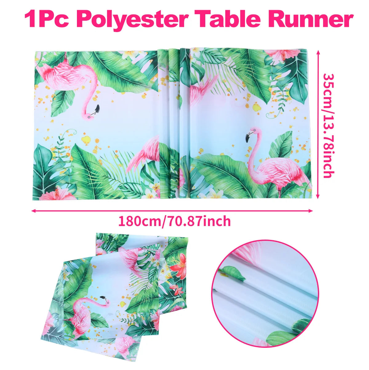 Summer Hawaiian Flower Table Runner, Flamingo Birthday Party Decor for Kids, Aloha Hawaii Tropical Party Supplies, Dining Table Decor