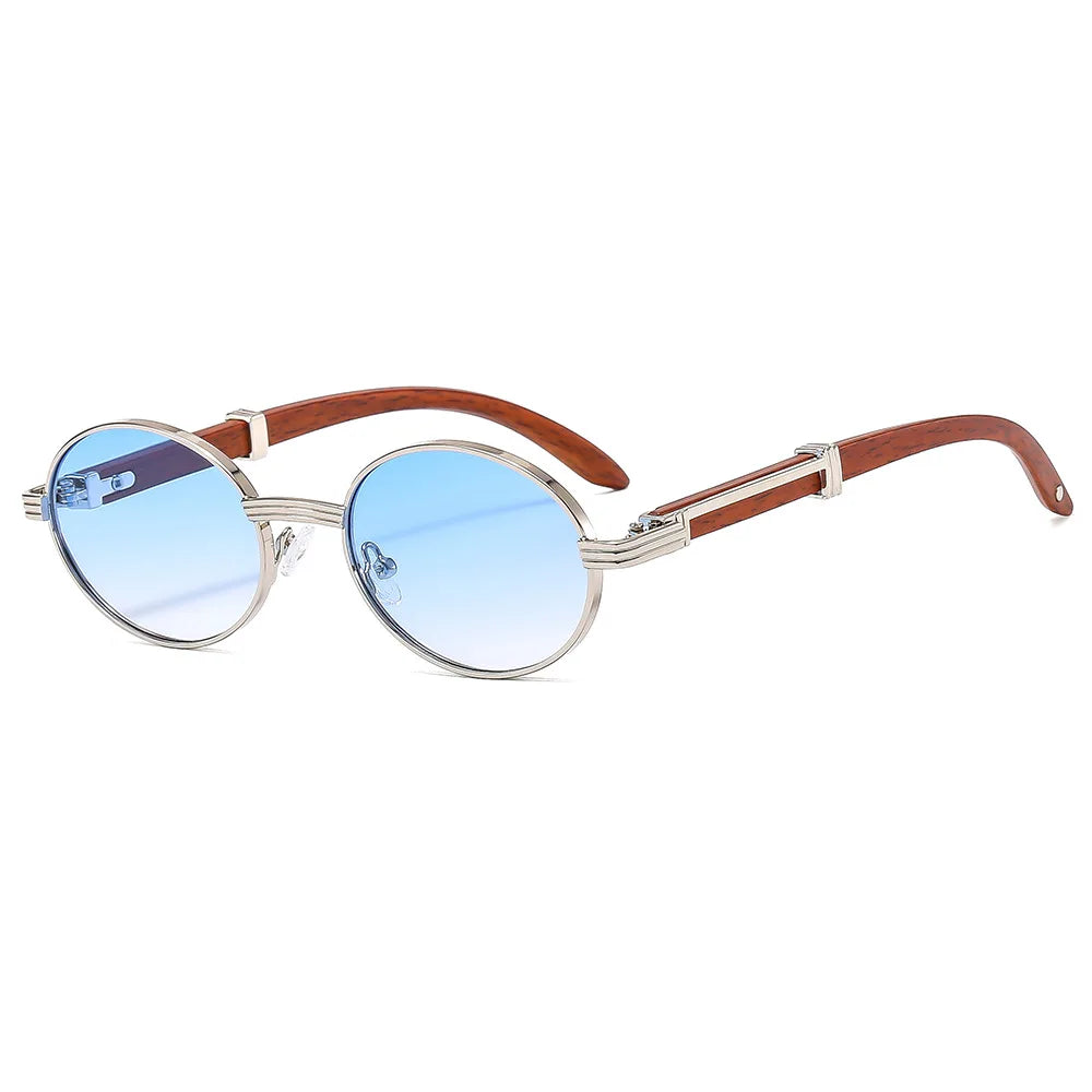 Lunettes de soleil rétro Imitation Grain de bois pour hommes et femmes, ovales, tendance, Protection Uv, nouvelle collection