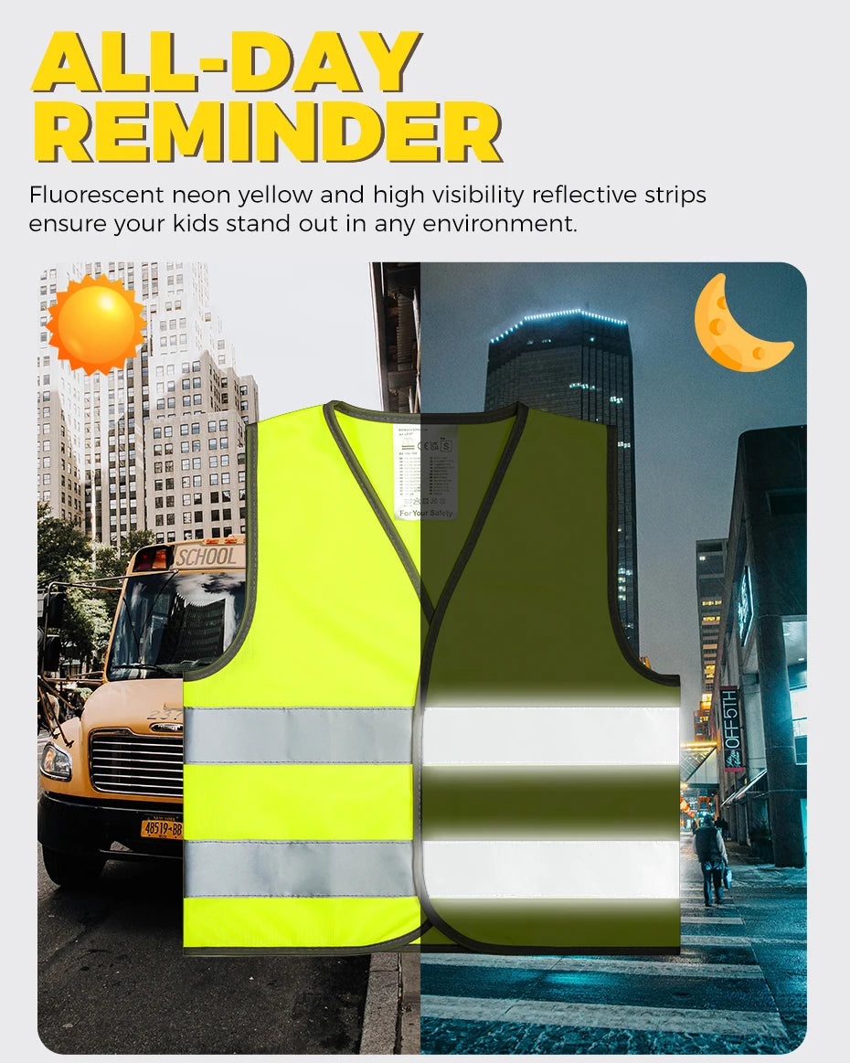 Gilet de sécurité pour enfants, vêtements réfléchissants pour enfants, formation, sport, protection scolaire, extérieur, bandes fluorescentes haute visibilité