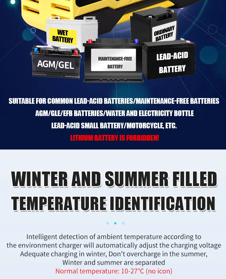 Chargeur de batterie de voiture 5A, chargeur de batterie intelligent 12V/24V, entretien automatique avec compensation de température pour tondeuse de camion