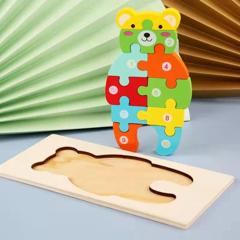 Puzzles en bois Montessori pour enfants, jouets Montessori pour tout-petits de 2 3 4 5 ans, Puzzle 3D, jouet éducatif dinosaure