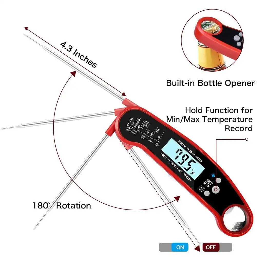 Therye.com numérique étanche pour aliments de cuisine, lecture instantanée, viande, eau, lait, cuisson, griller, barbecue en plein air