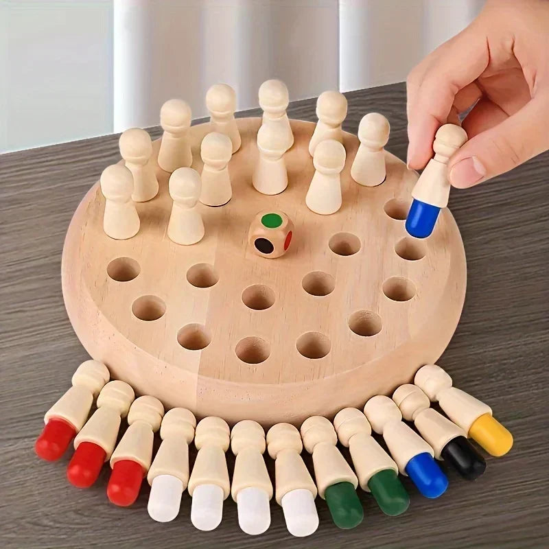 Jeu de mémoire en bois, Puzzle d'échecs éducatif pour enfants et adultes, niveau de compétence intermédiaire, jeu de société familial Portable