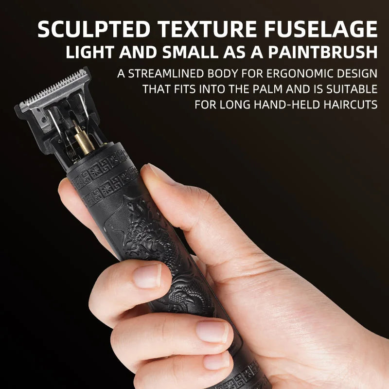 Rasoir de coupe de cheveux pour hommes tondeuse Rechargeable rasoir adulte électrique Vintage tondeuserazor maison USB charge salon de coiffure Dragon noir